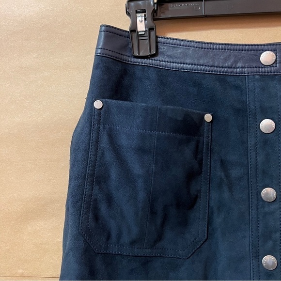 Rag & Bone | Siggy Goat Leather Snap Button Front Mini Skirt Lamb Leather Size 4 - Picture 4 of 14